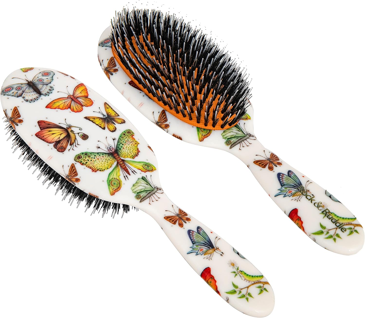 Rock & Ruddle Natural Mixed Bristle Hair Brush for Women and Kids (Large, 21 cm)