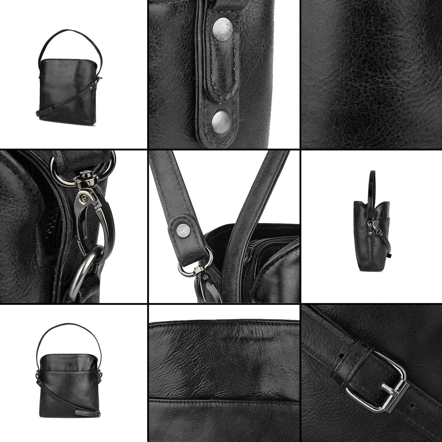 Structured Mini Crossbody Sling Bag For Women – Genuine Leather Shoulder Handbag With Firm Shape