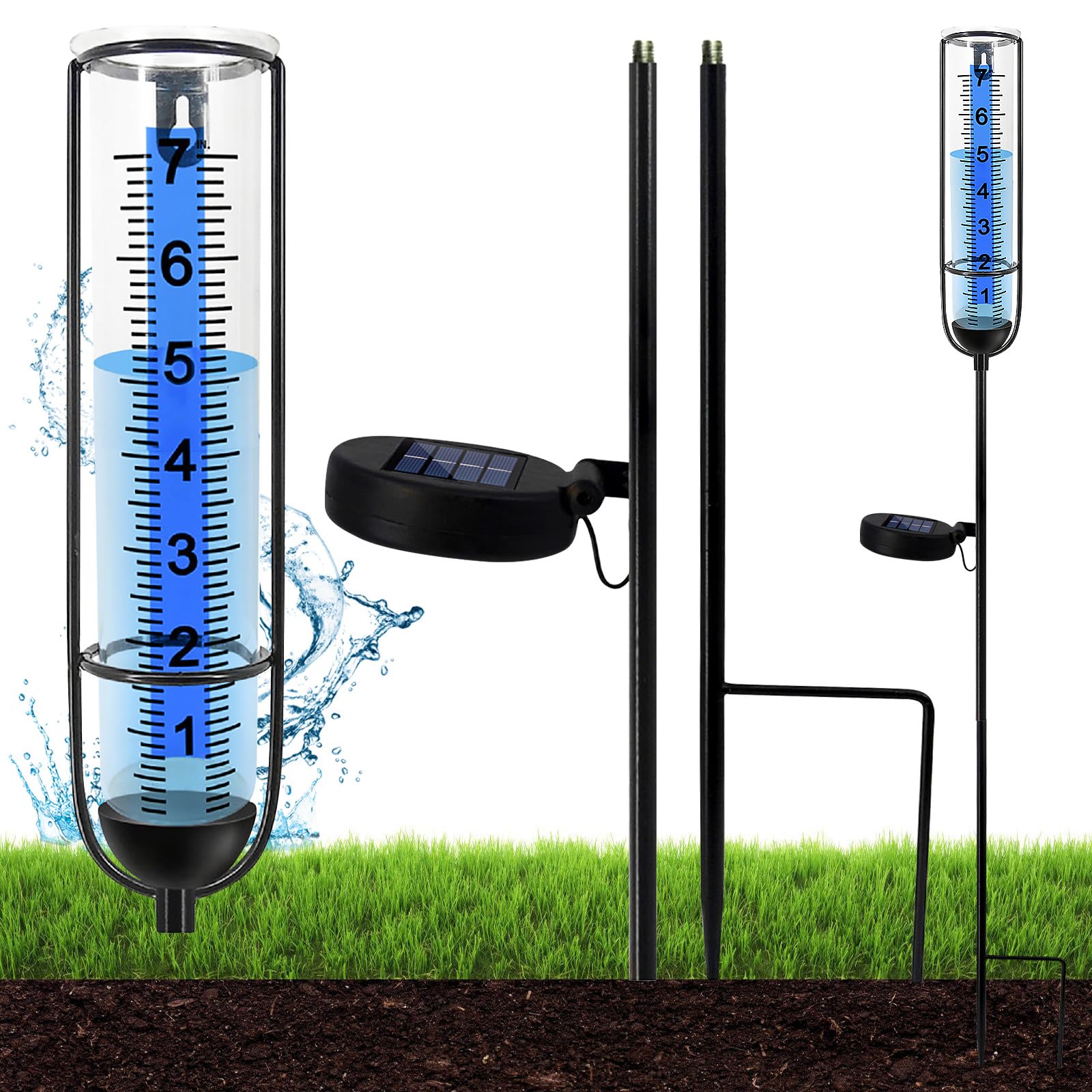 Pluviomètre de jardin extérieur avec piquet pelouse et cour