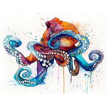 Xaditon Paint By Numbers Kits For Adults And Kids Painted Octopus Diy Oil Painting Digital Canvas Wall Art Home Decoration 16 20 Inch Frameless Amazon Co Uk Kitchen Home