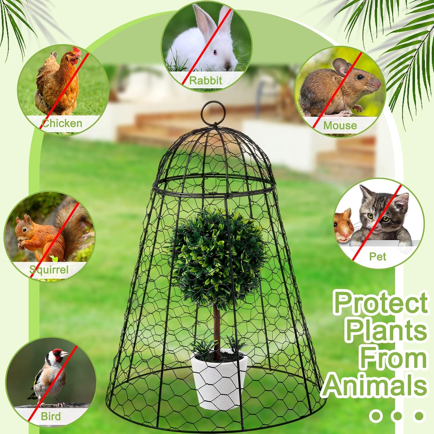 12 Pack Garden Chicken Wire Cloche, 12" D x 15.7" H Plant Protectors and Covers, Wire Garden Cloches from Animals, Metal Cage Plant Protection, Strong and Not Easy to Deform, No Assembly Required
