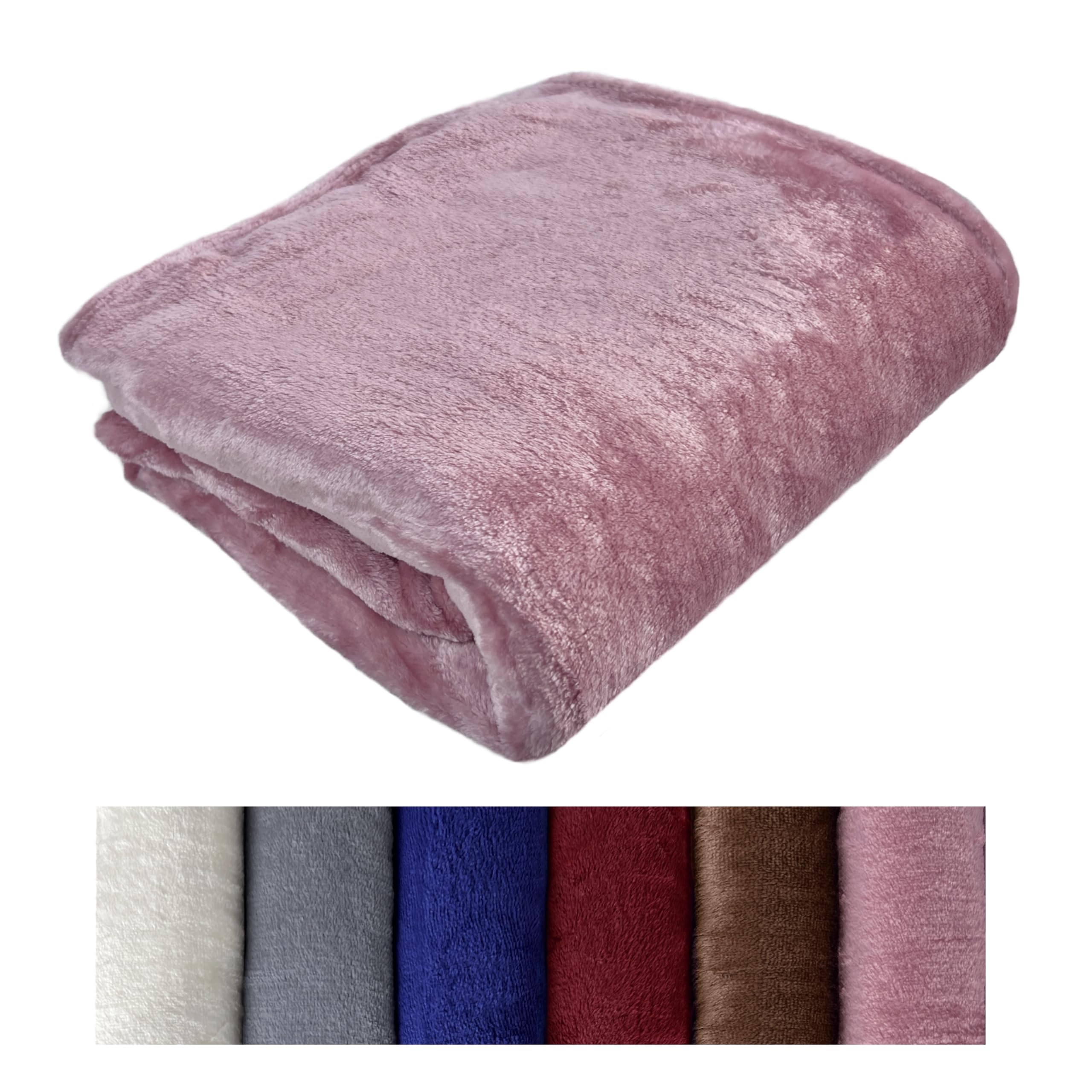 GFD Textiles Manta Rosa Sedalina Premium 130x160cm | Ultra Suave, Cálida y Ligera | Plaid para Sofá y Cama | Tacto Visón/Borreguito