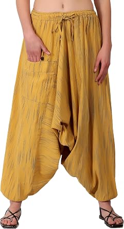 Whitewhale Mens Women Cotton Stripe Aladdin Loose Baggy Boho Hippie Harem Pants