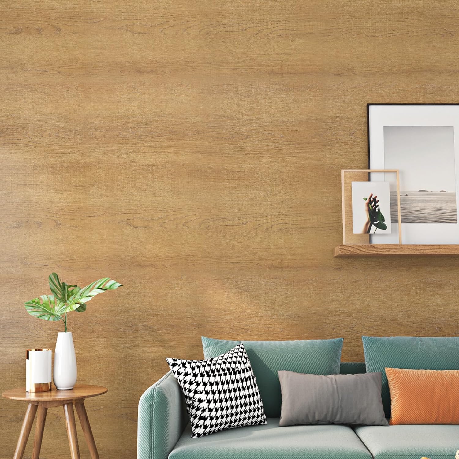 ReWallpaper 24inx16.5ft Natural Wood Grain Contact Paper Peel and Stick Waterproof Thicken Brown Wooden Wallpaper for Walls Self Adhesive Vintage Light Wood Contact Paper for Cabinets Countertops