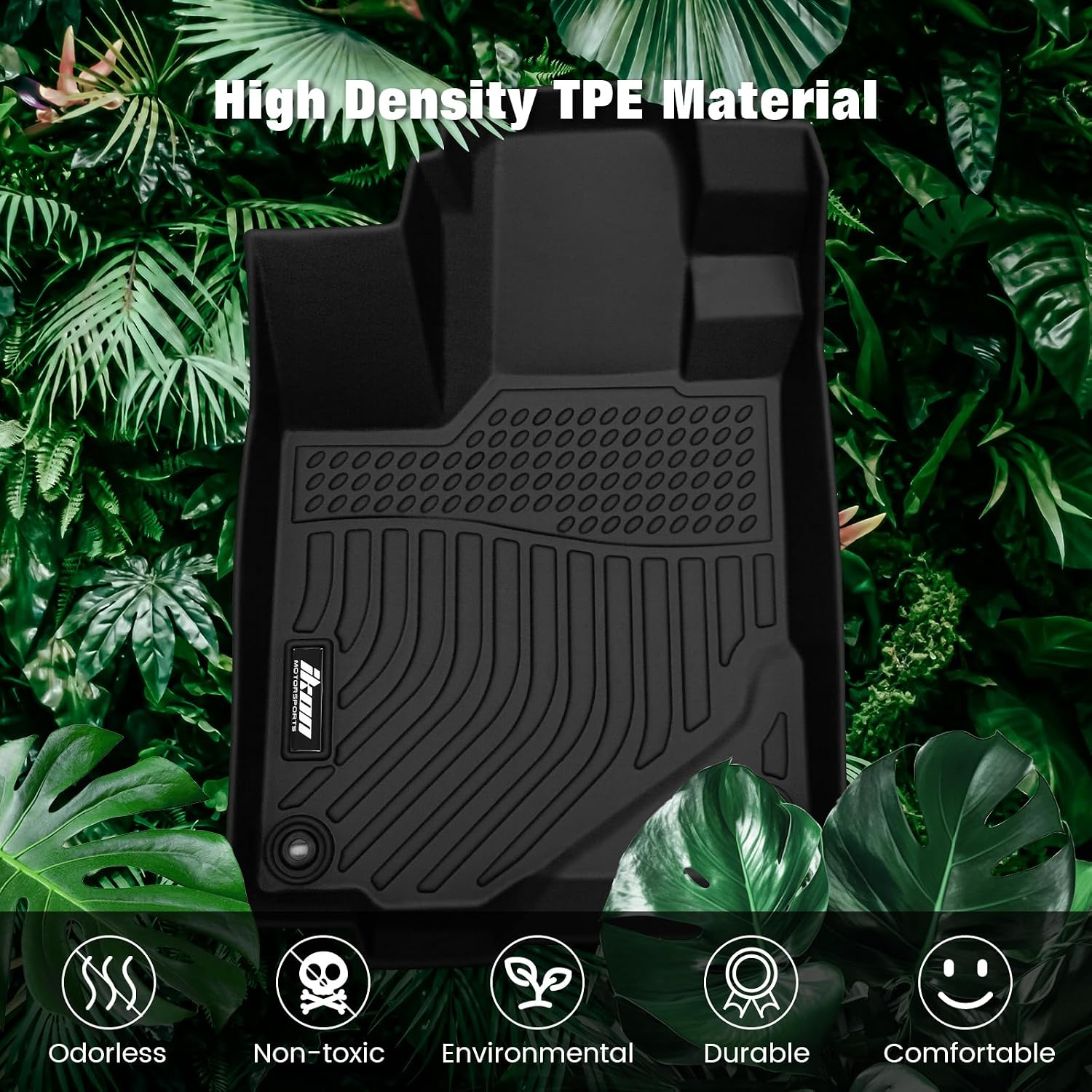FREEMOTOR802 Compatible with 2016-2018 Acura RDX w/ 8-Way Power Seats Floor Mats, Black 3D Molded Carpets Liner 1st 2nd Row Protection Pad 3PC TPE Thermo Plastic Elastomer All Weather Protector