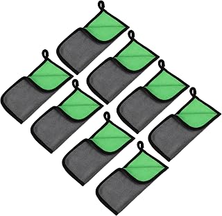 X AUTOHAUX 8pcs Microfibre Car Drying Towel 9.84"x9.84" Extra Large Car Cleaning Detailing Absorbent Car Drying Cloth Window Cleaner Dryer Gray Green