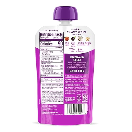 Miniatura 7 de Happy Tot Organics Super Morning Stage 4 - Alimento sin lácteos, con leche de coco y avena de Apple Acai + Super Chia, bolsa de 4 onzas (paquete de