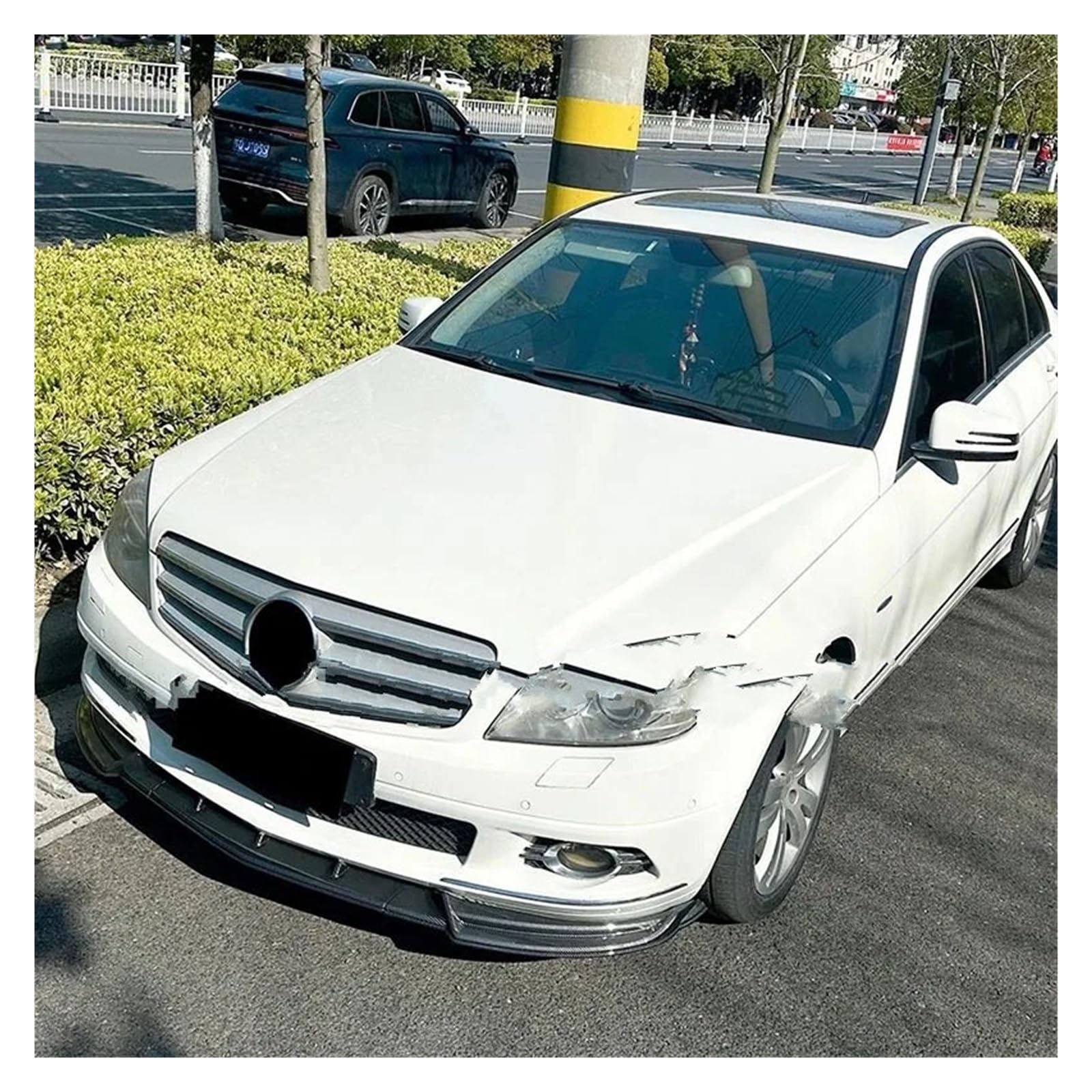 zestaw rozdzielaczy przedniego zderzaka Pasuje do Benz C klasa W204 07-10 przed liftingiem standardowy dyfuzor Splitter części samochodowe akcesoria ABS przedni spojler zderzaka