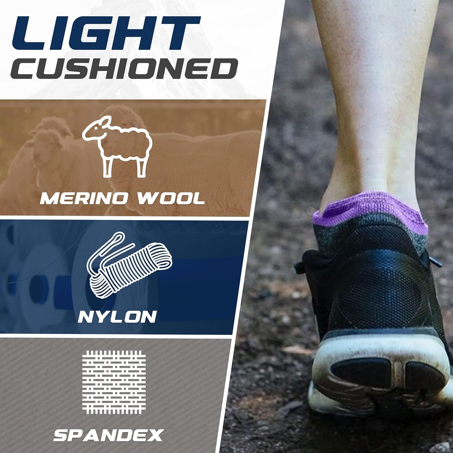 CloudLine - Merino Wool Socks for Men and Women - Light Cushion, Anti-Blister & Moisture Wicking Wool Running Socks - 1 Pair - Image 4