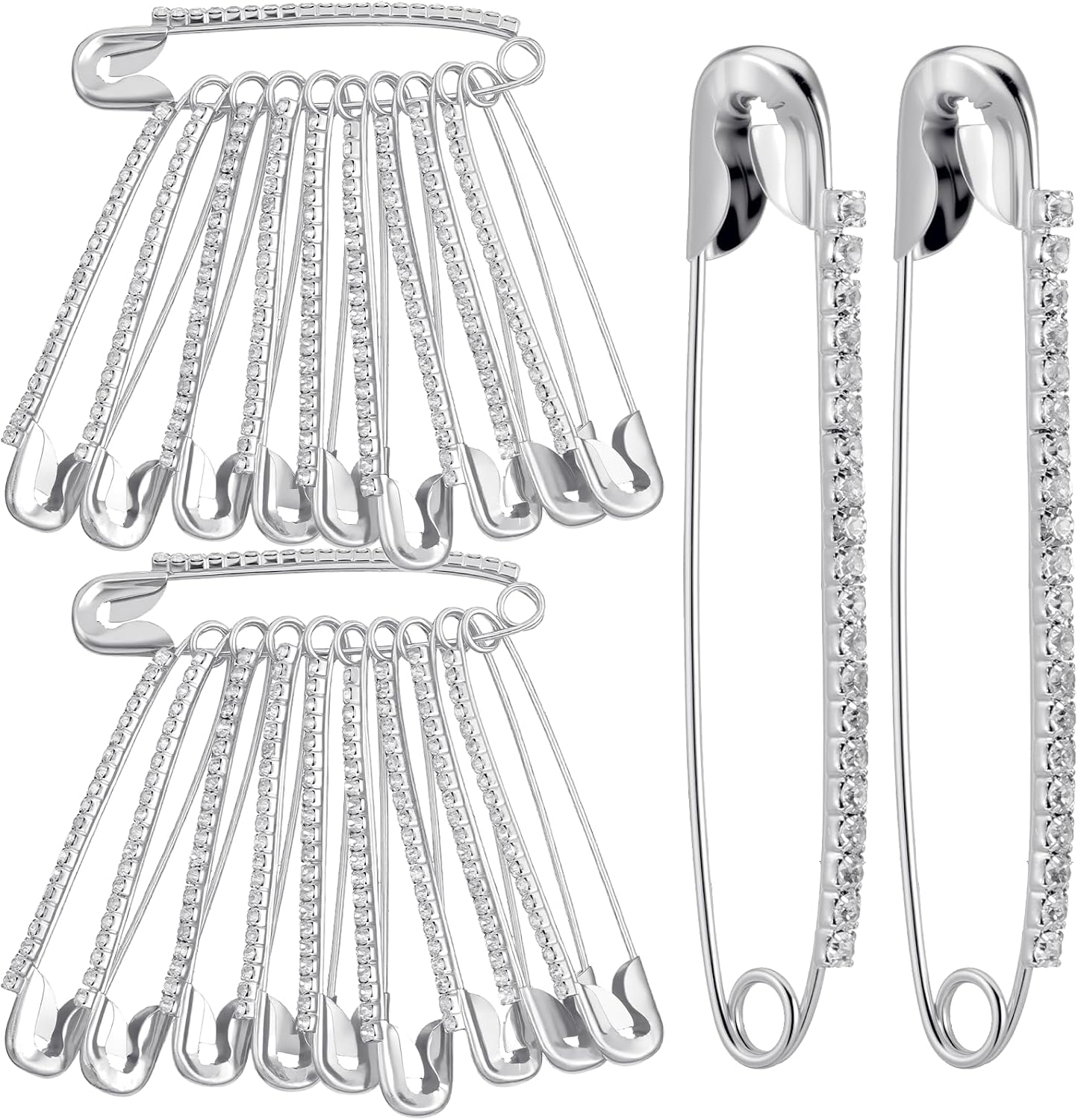 20PCS Silver Safety Pins for Clothes Decorative Safety Pins for Clothing Rhinestone Pin Women Sweaters Dress Lapel Hats, Suit Jackets Scarf Decoration