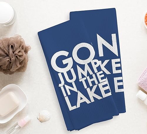 Miniatura 2 de On Lake Time - Juego de 2 paños de cocina y paños de cocina color azul marino, paños de secado absorbentes rústicos para baño, cocina, regalos