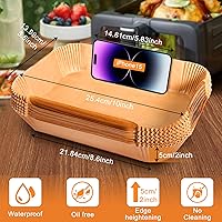 Vista 2 de 200 forros para freidora de aire para Ninja: forro de papel pergamino desechable antiadherente superior para Ninja DZ201/DZ401 Dual Airfryer Baking