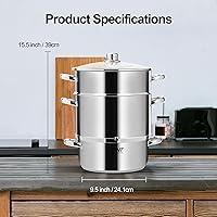 Vista 7 de Exprimidor de frutas de acero inoxidable de 8.5 cuartos de galón / 8 L con tapa de vidrio para enlatado de uva