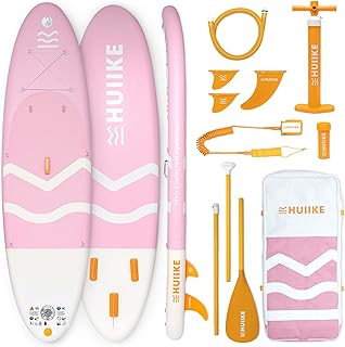 HUIIKE Stand Up Paddling Board mit Zubehör, Paddel, Finnen, Pumpe. Paddle Sup Board Aufblasbar Hohe Stabilität und Widerstandsfähigkeit. 305 × 84 × 15 cm, Belastbar bis 130 kg