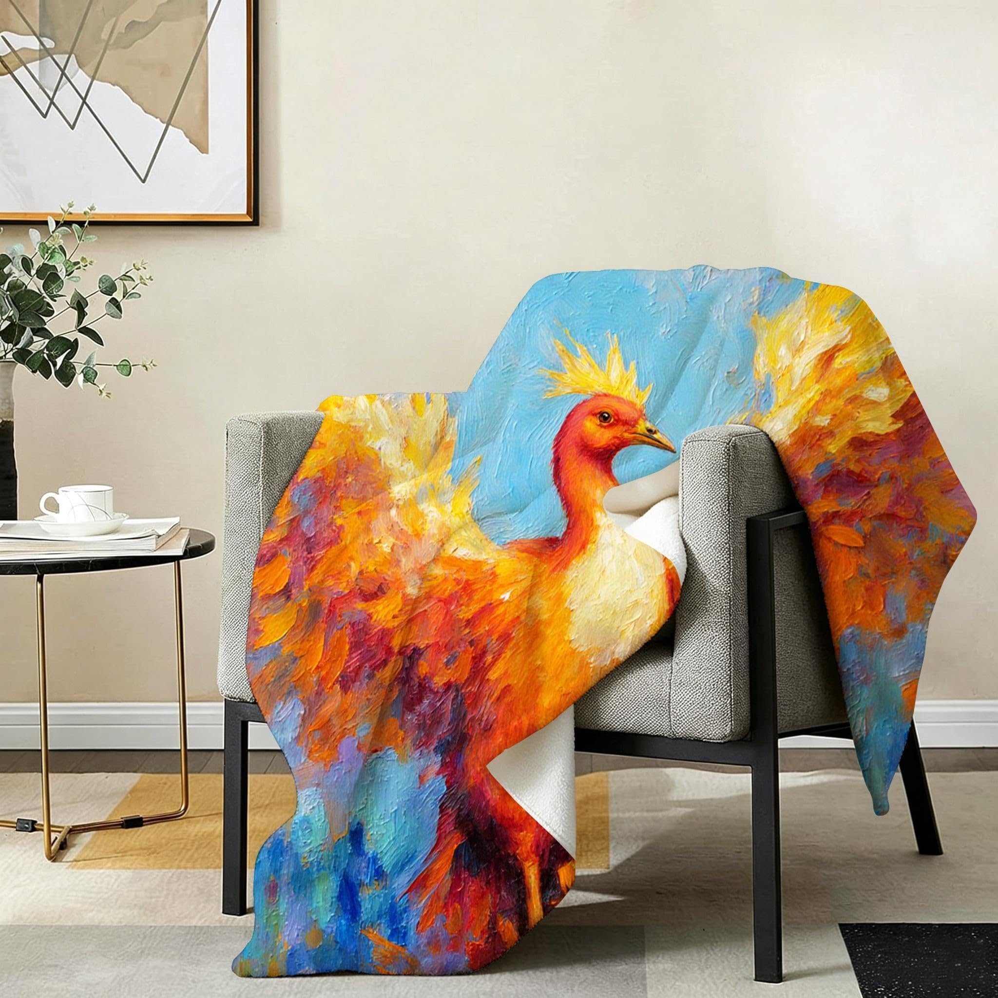 Manta Grande 180x220 cm Pájaro Naranja Polar Franela Térmica-A94