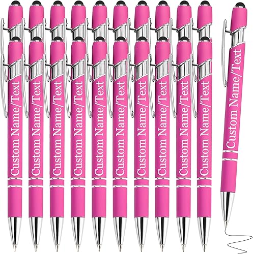 Miniatura 36 de Bolígrafos personalizados con nombre, paquete de 10 bolígrafos personalizados de oro rosa, bolígrafo de tinta negra grabada a granel con puntas