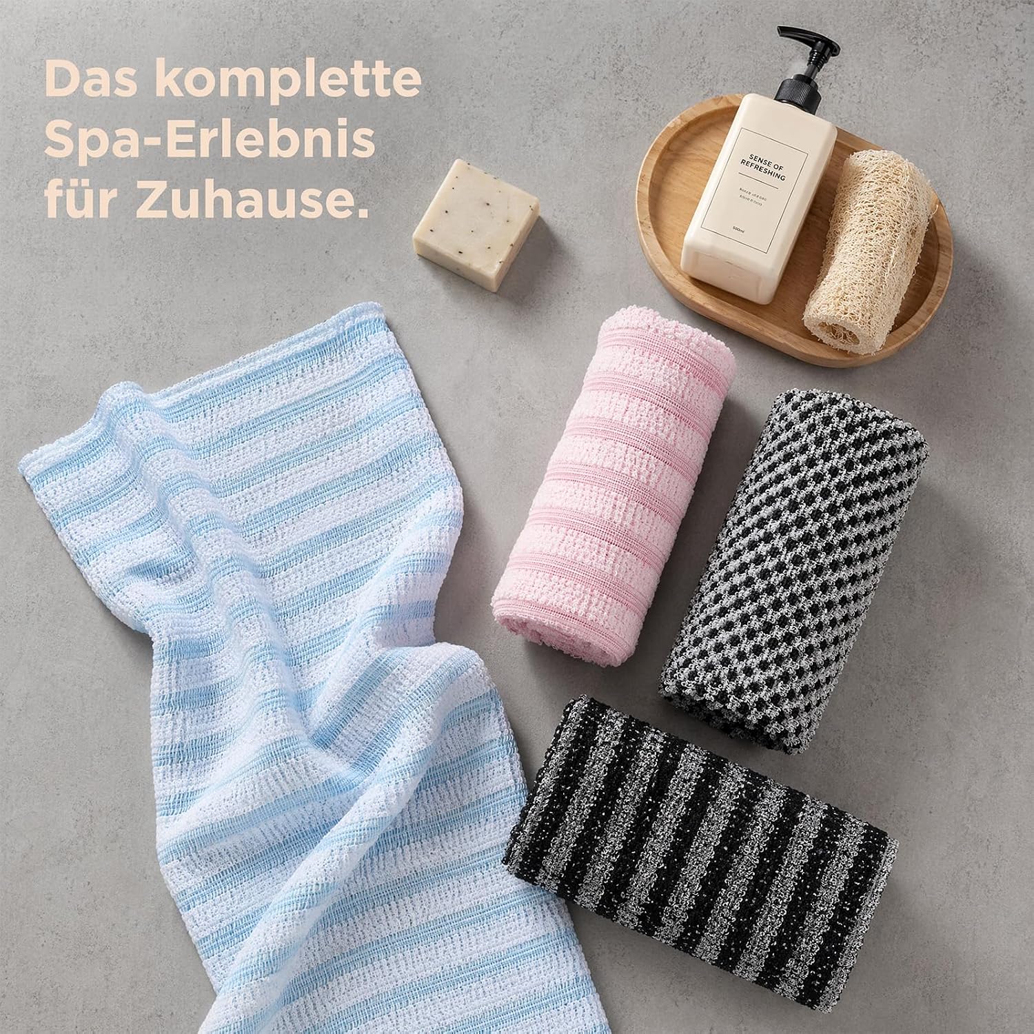 Zestaw 4 ręczników kąpielowych do peelingu 25 x 100 cm antybakteryjny scrubber do pleców Miękkie ściereczki do prania do codziennego czyszczenia ciała pod prysznic