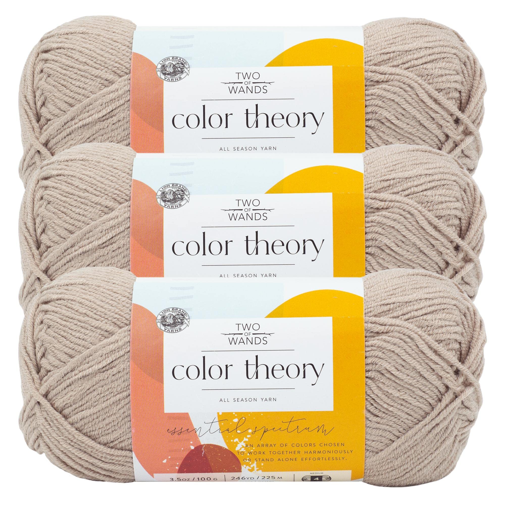 Lion Brand Yarn, Color Theory Knit &amp; Crochet Yarn, Bone, Brown, 3 Pack