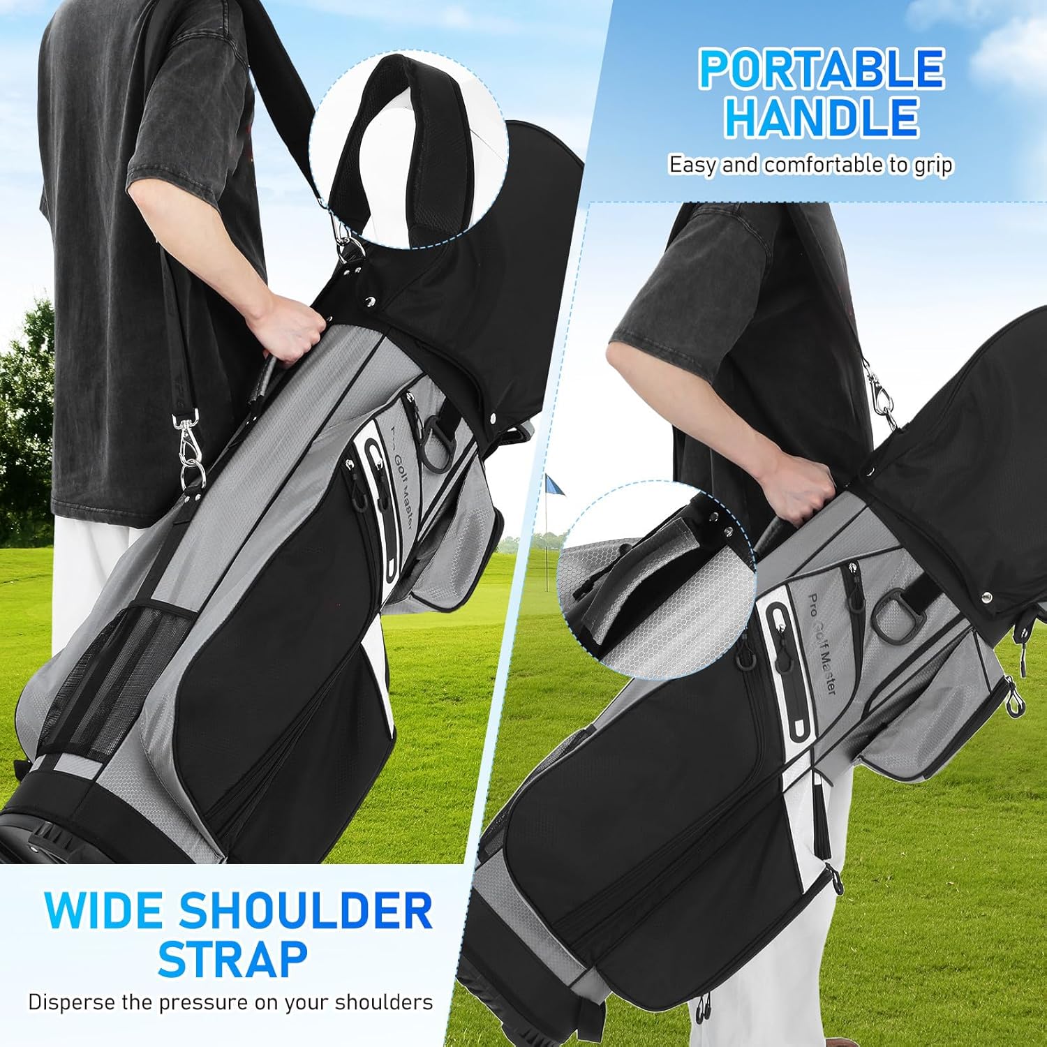 Golf Cart Bag - 14 Way Organizer Top Divider Golf Travel Bag with Multiple Pockets - Protect Your Clubs Waterproof Golfing Gear for Men