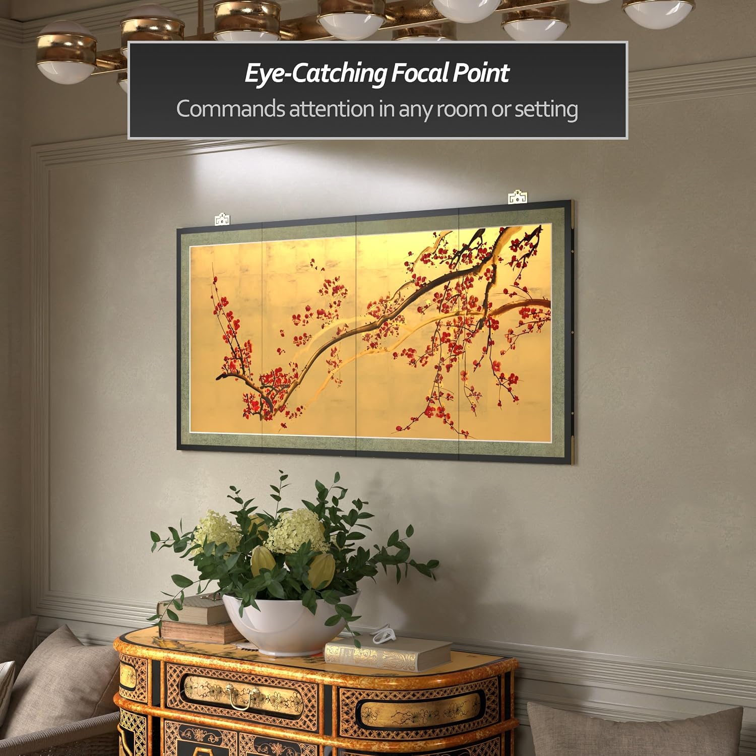 Oriental Furniture Plum Tree on Gold Leaf - 24"