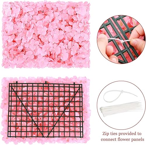 Miniatura 4 de Auihiay Paquete de 24 paneles de pared de flores, pared floral de 12 x 16 pulgadas, pared de flores artificiales rosas para bodas, hogar, despedida