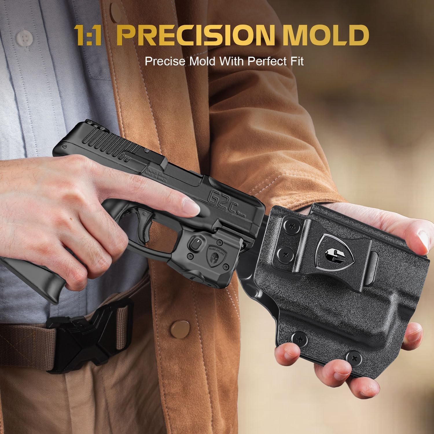 TSG Green Laser Sight+Compact 150-Lumen Trigger Mounted Tactical Weapon Light+Holster - Combo Fits: Javelin SLL-1 Series Taurus G2C, G3C, Millennium G2 PT111, PT140-SLL-101GH