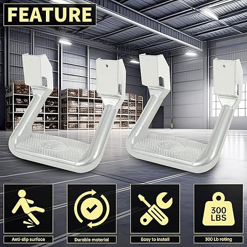 Miniatura 4 de KUAFU Par de peldaños laterales de aluminio compatibles con Chevy Chevrolet GMC Ford Dodge Toyota, Nissan, Jeep, Isuzu, Mitsubishi, Mazda,