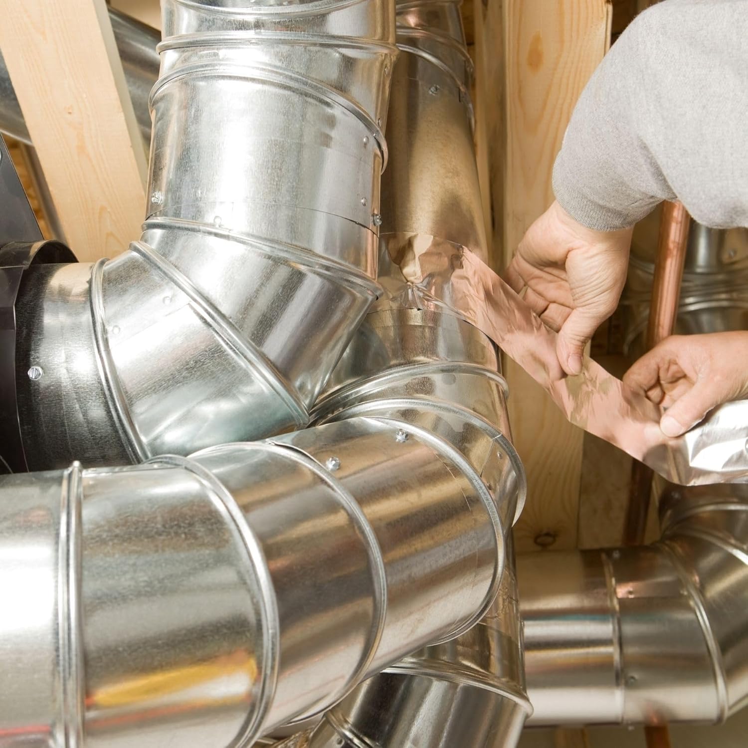 GTSE Aluminum Foil Tape, 4 inches x 55 Yards (164 ft), 2 Wide Rolls, Multi-Purpose Silver Metal Tape, Ideal for HVAC, Sealing, Insulation, Patching Air Ducts, Metal Repair