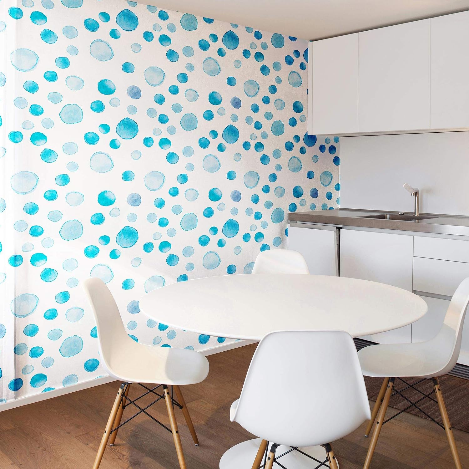 Walls By Me Peel and Stick Blue and White Textured Basic Removable Wallpaper 4565-2ft x 4ft (61x122cm)
