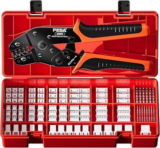 PEBA Crimpzange JST Stecker Set - 18 Arten 2,5 mm JST-XM Steckverbinder und Crimp Pins, 2/3/4/5/6/7 Polig JST Buchsengehäuse und Crimpkontakten, Crimpzangen für 0,03-0,5 mm² | DIY-Elektronikzubehör