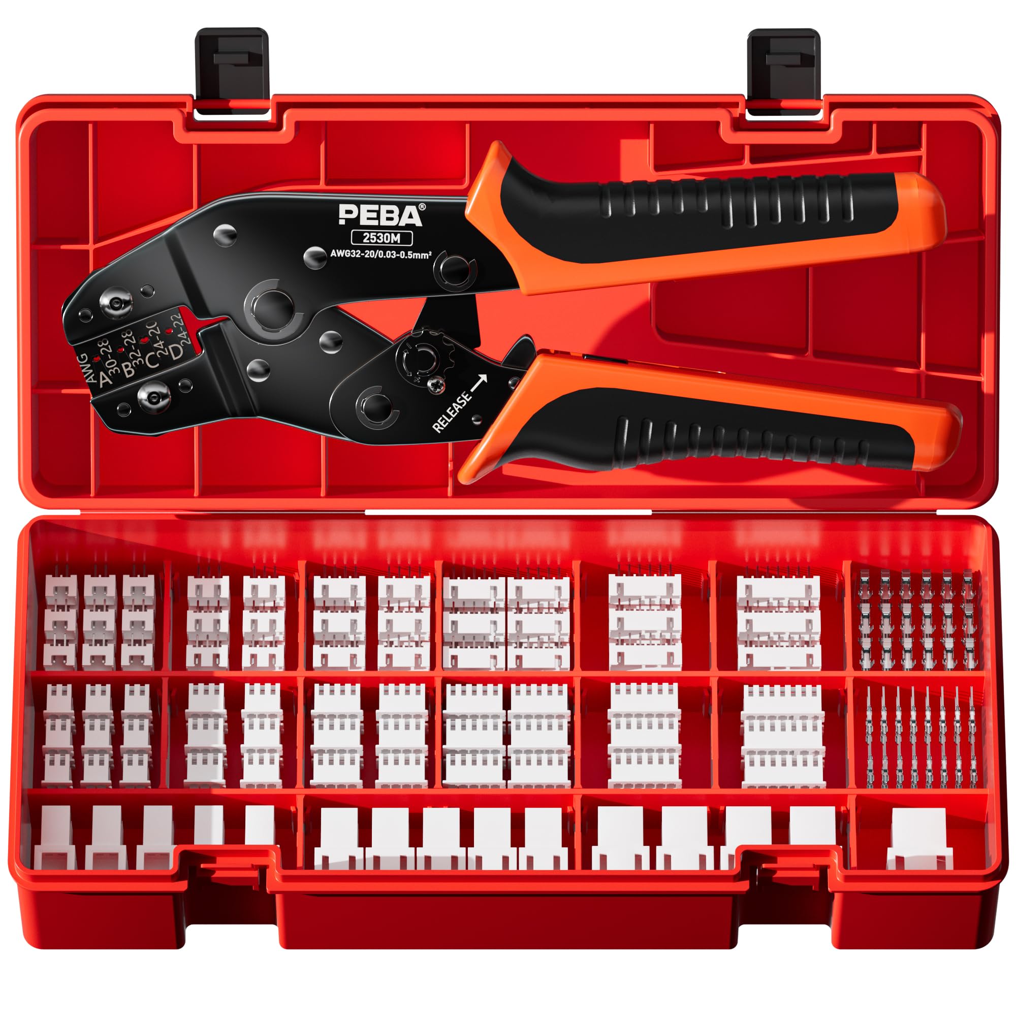 Jst Crimping Tool Kit, 2.5Mm Jst-Xh Connector Has 19 Types, With Wire Edm Cutting Crimper Pliers + Double-Layer Tote Toolbox | Awg30-20 For Series, Dupont, Vh 3.96Mm, Amp Ei-Series