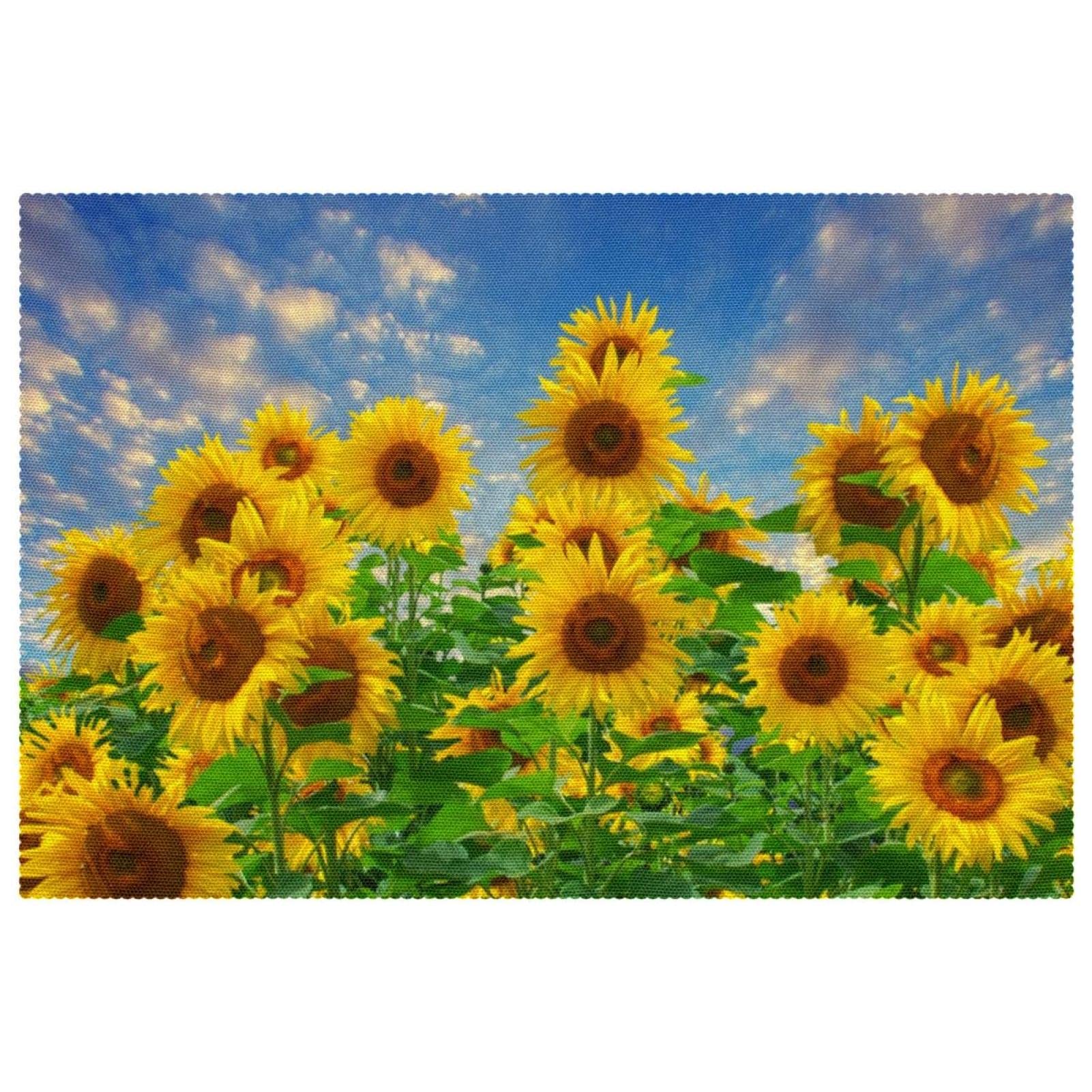 Sets de table lavables tournesol jaune pour protéger la table des taches d'enfants