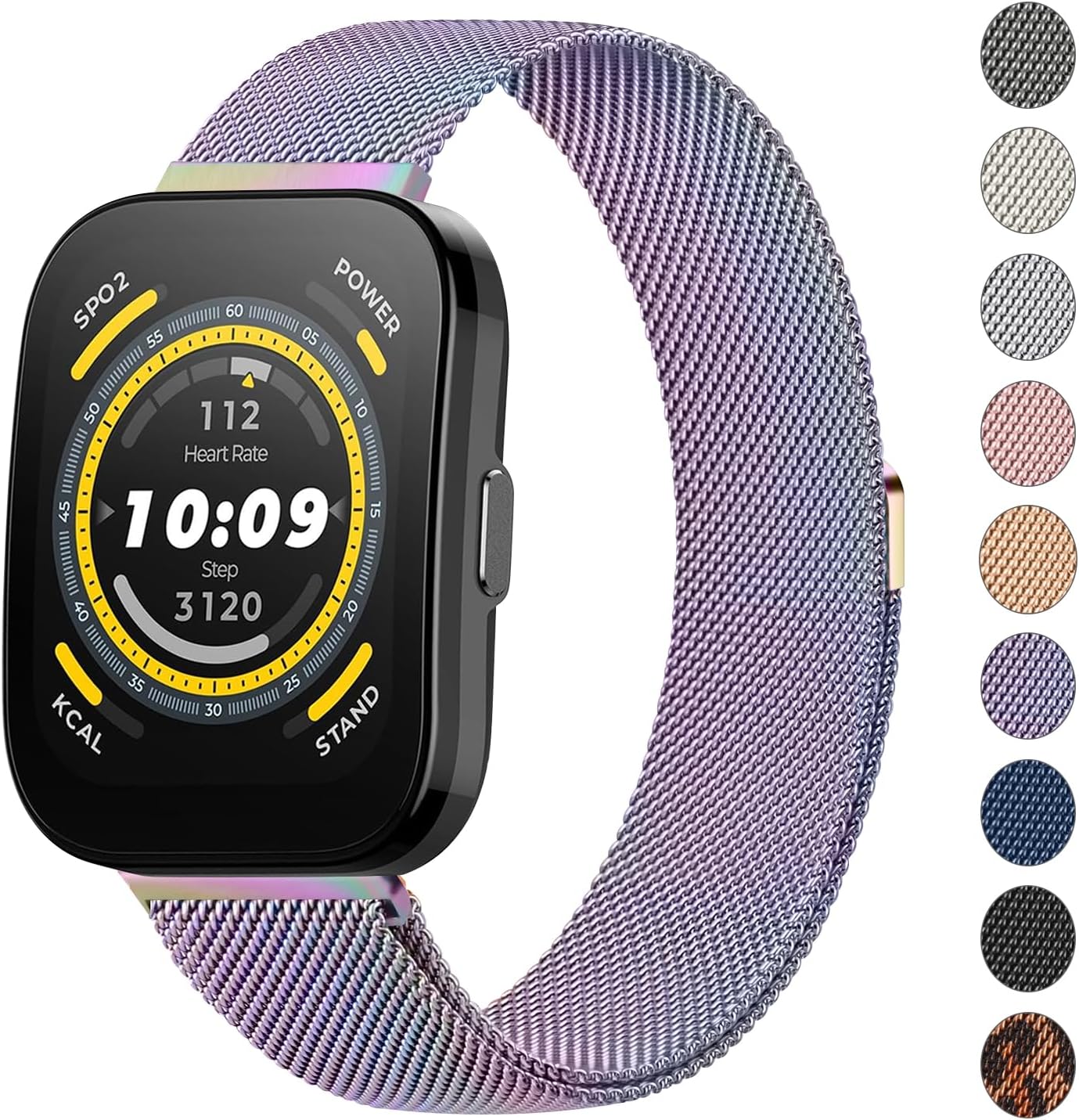 AK Metal Band for Amazfit Bip 6/5 Watch Band, Amazfit GTR 4 Bands/ 3 Pro / 3 / 2e / 2 / GTR 47mm, 22mm Stainless Steel Mesh Loop Magnetic Strap for Amazfit Bip 6/5 Band Women Men