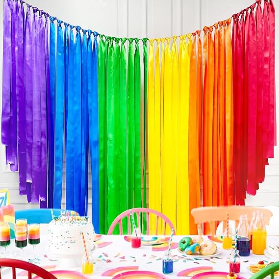 60M Rainbow Satin Ribbon 50mm Wide Colorful Fabric Ribbons Large Silk Satin Hanging Streamer Garland for Gift Wrapping Crafts DIY Sewing Hair Bow Birthday Wedding Chair Party Backdrop Decorations