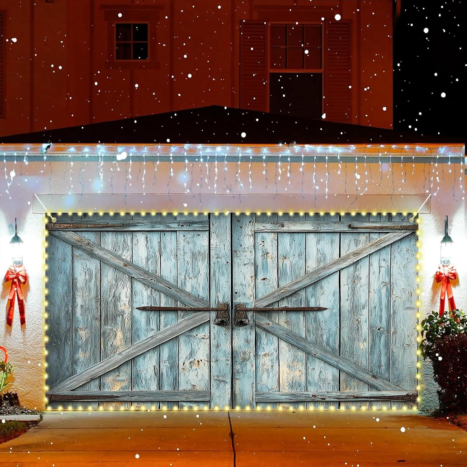 Barn Door Garage Door Cover Banner Decorations, Rustic Wooden Western Cowboy Outdoor Car Garage Door Murals Buddy Decorations Backdrops Party Wall Decor Extra Large 16 X 7 Ft, Barn7