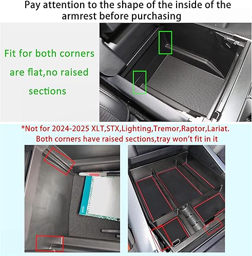 Miniatura 3 de Bandeja organizadora de consola central para Ford F150 2021 2022 2022 2023 2024 Accesorios Interior Almacenamiento secundario Reposabrazos Caja