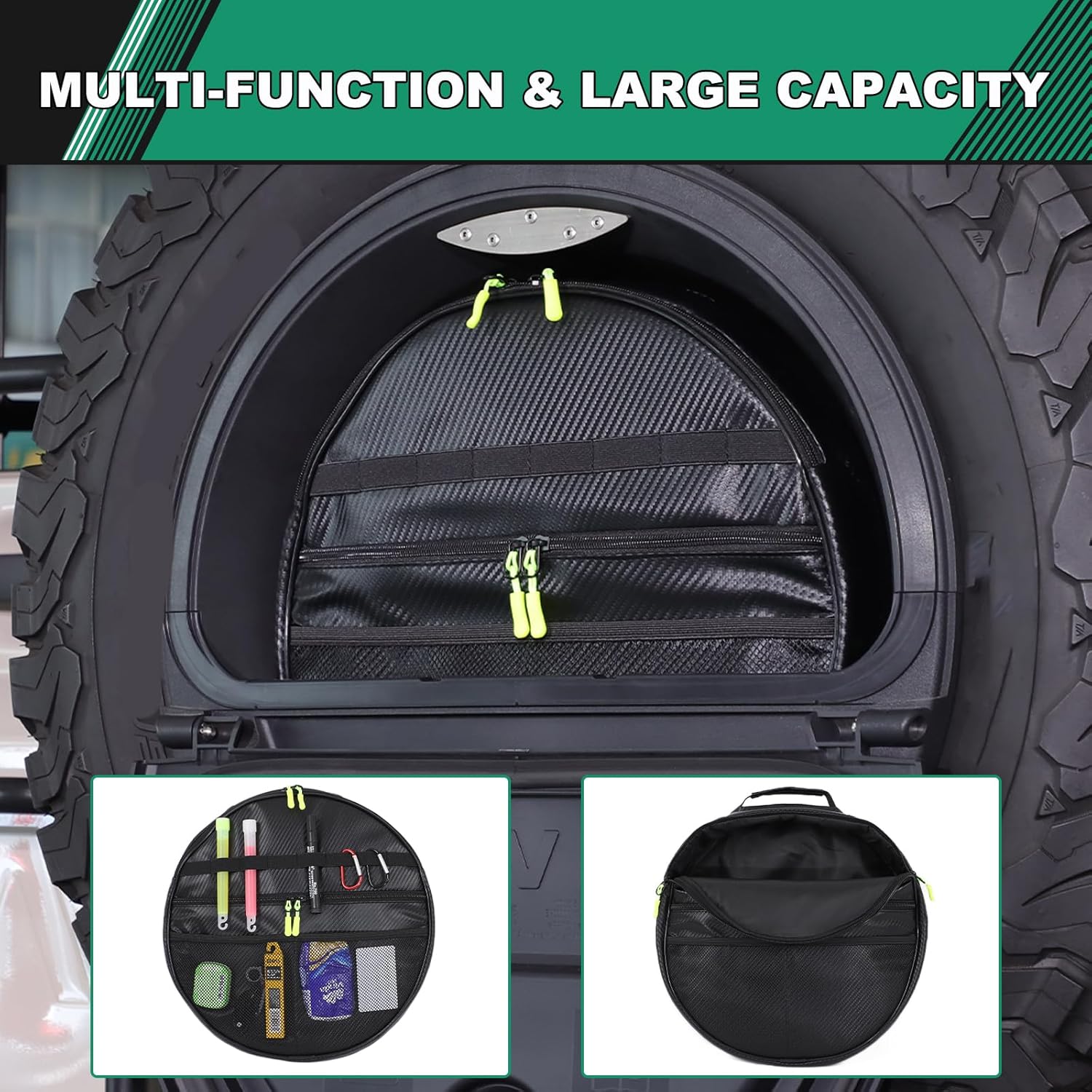 Spare Wheel Storage Box Organizer Bag Compatible with INEOS Grenadier 2020-2025, Rear Door Spare Tire Cover Storage Bag, Tailgate Spare Tire Carrier Storage Box Cargo Storage Bag (Carbon Fiber)