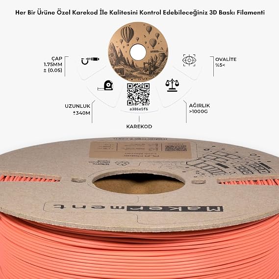 PLA Maker (Canlı Mercan), 1.75mm 1kg 3D Yazıcı PLA Filamenti
