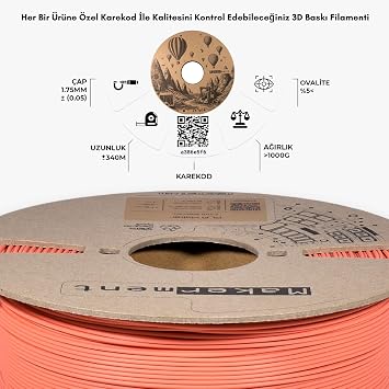 PLA Maker (Canlı Mercan), 1.75mm 1kg 3D Yazıcı PLA Filamenti