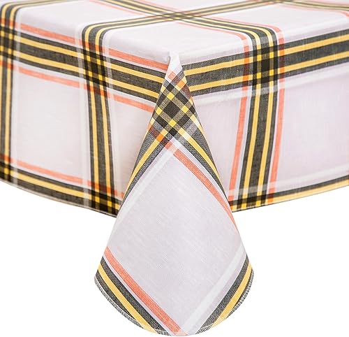 Vista 97 de FIFTY FEET Mantel rectangular de 70 x 52 pulgadas, mantel de vinilo con respaldo de franela para mesas rectangulares impermeable, cubierta de mesa