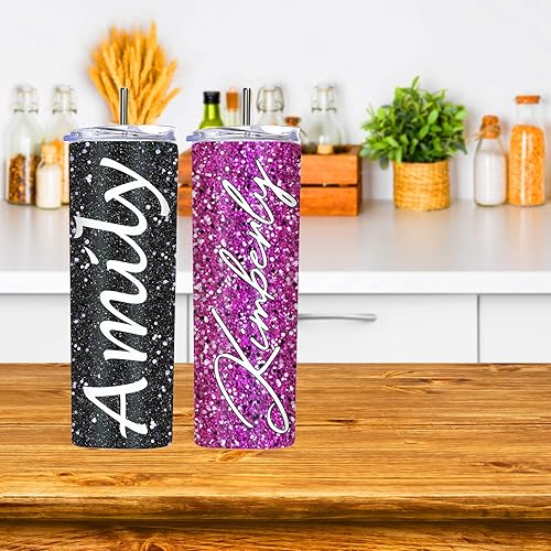 Miniatura 5 de Vasos ajustados personalizados con tapas y pajitas de 20 onzas con estampado de leopardo y guepardo, vaso de acero inoxidable delgado con nombre o