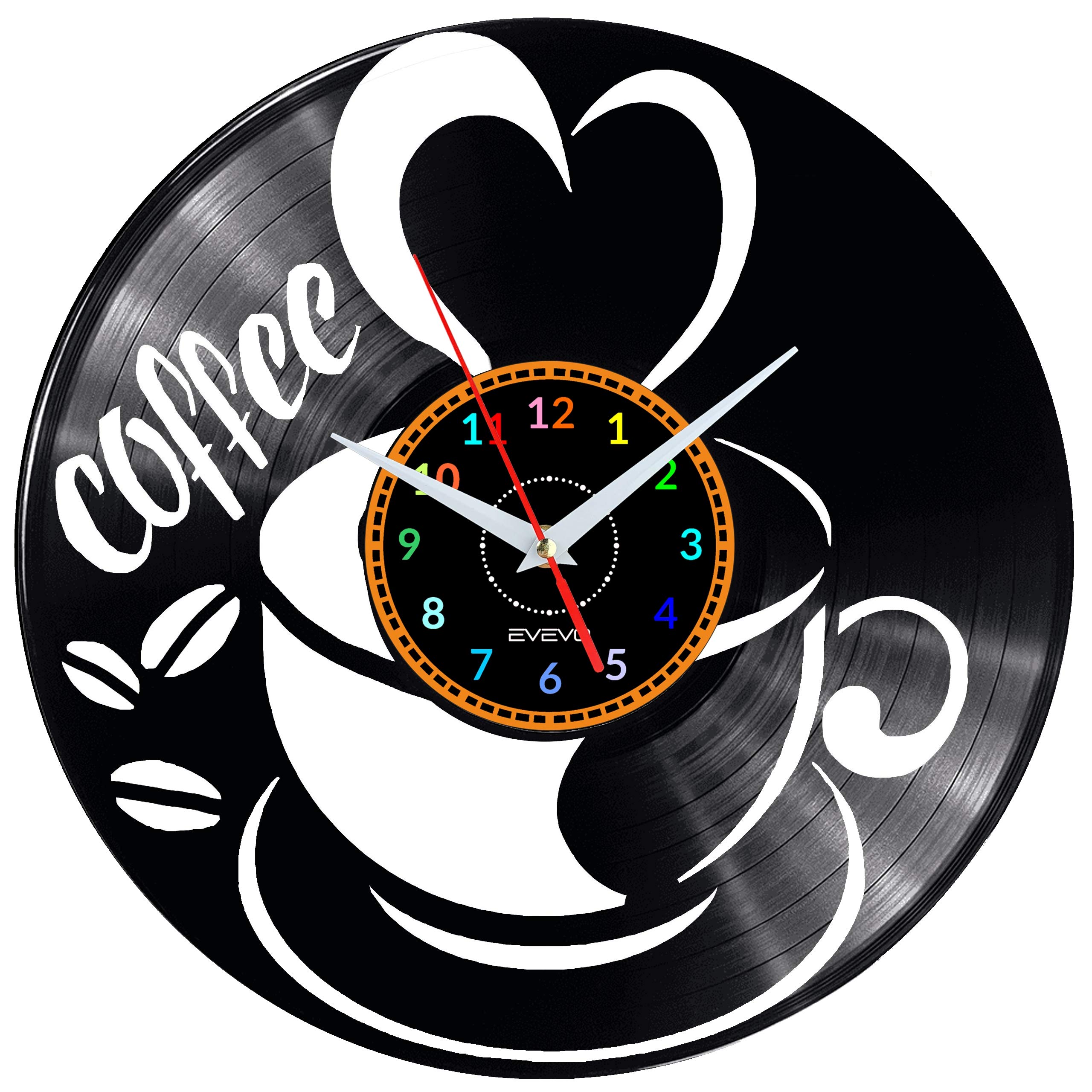 Horloge murale café cadeau idéal en vinyle pour les amoureux de café