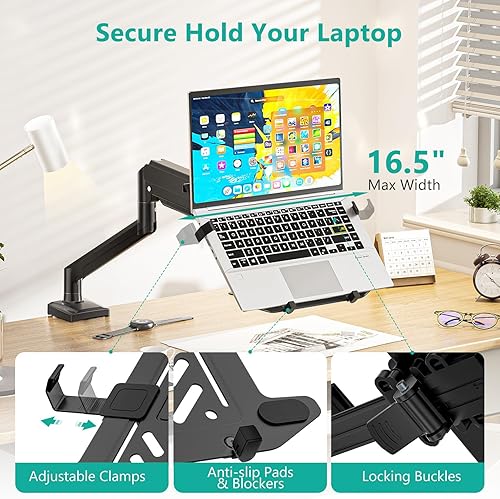 Miniatura 4 de WALI GSMP001NLP - Soporte de escritorio para laptop, 2 en 1 con bandeja ajustable para laptop, se adapta a portátiles de 17 pulgadas y pantalla de