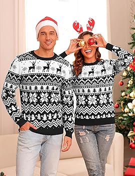 Aottori Maglione di Natale Donna Girocollo Maglioni Natalizi Lavorato a  Maglia Manica Lunga Famiglia Invernale Maglioni Coppie Partner Christmas  Sweater Nero S : Amazon.it: Moda