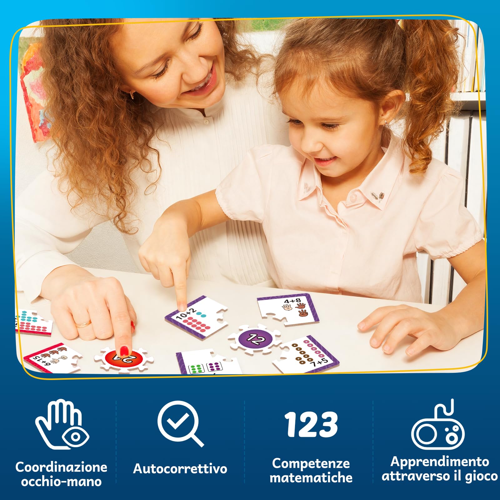 Giochi educativi di matematica per bambini dai 5 ai 7 anni, giocattoli di matematica, apprendimento conteggio, giochi di addizione e sottrazione, attività educative per l'asilo e la scuola, per