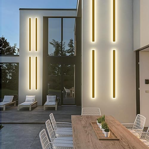 Miniatura 7 de Paquete de 2 lámparas de pared modernas para exteriores de 40 pulgadas, luces de montaje en pared de garaje al aire libre, luz LED RGB moderna de