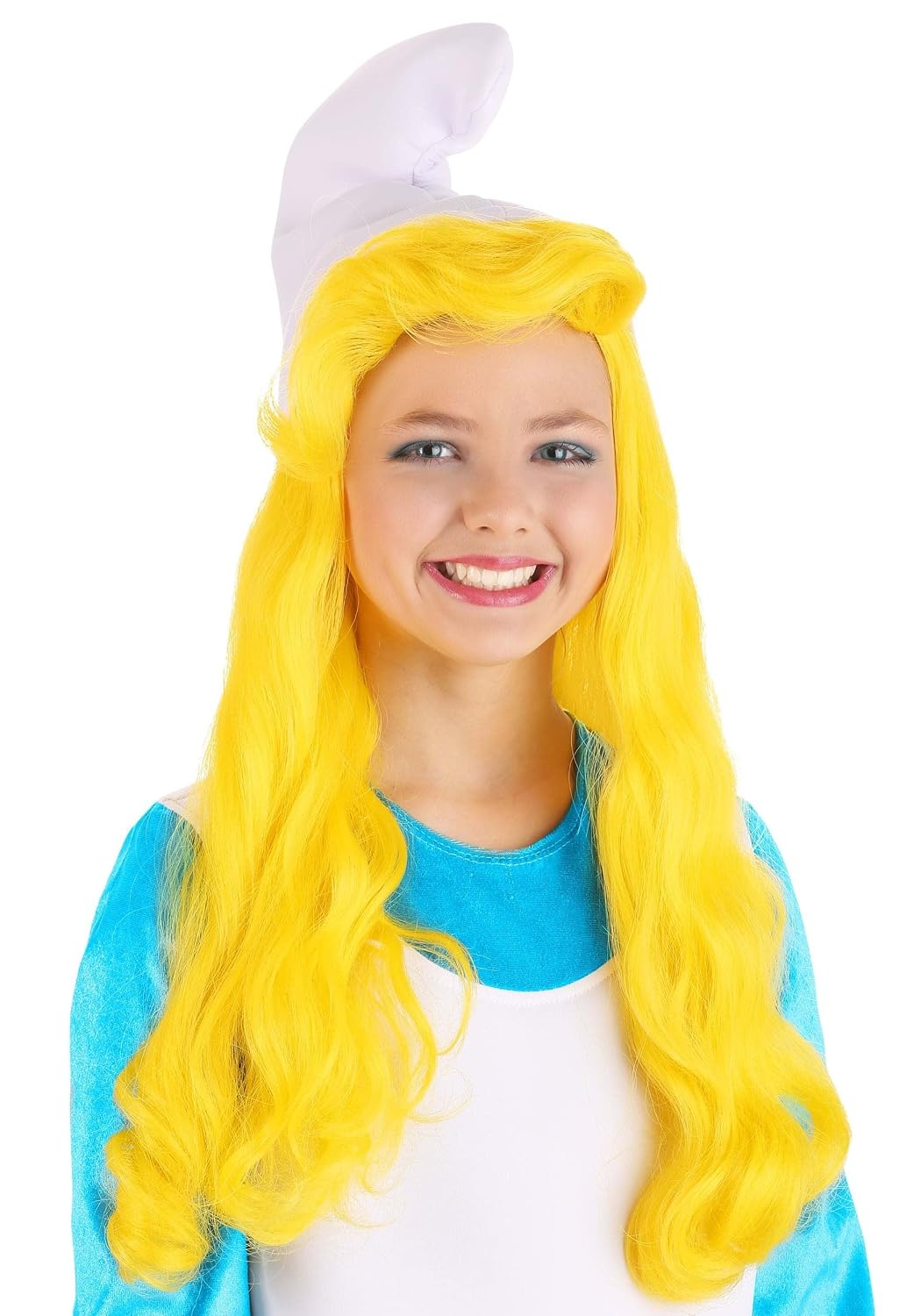 Fun Costumes Smurfs Smurfette Wig Girls Costume Synthetic Hair Mesh Cap Elastic Edge Officially Licensed