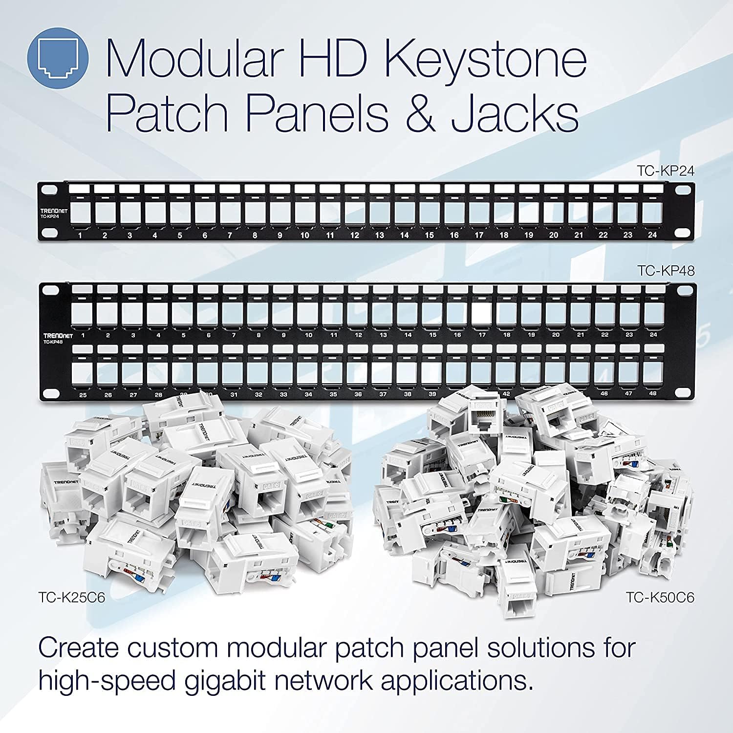 Suреr Bіg Clеаrаnсе! TRENDnet Cat6 RJ45 Keystone Jack 50-Pack Bundle, TC-K50C6, Compatible with Cat5/Cat5e/Cat6 Cabling, 90° Angle Termination, Use with the TC-KP24 or TC-KP48 Blank Keystone Patch Panels(Sold Separately) Gеt Sресіаl Prісе TRENDnet Cat6 RJ45 Keystone Jack 50-Pack Bundle, TC-K50C6, Compatible with Cat5/Cat5e/Cat6 Cabling, 90° Angle Termination, Use with the TC-KP24 or TC-KP48 Blank Keystone Patch Panels(Sold Separately)