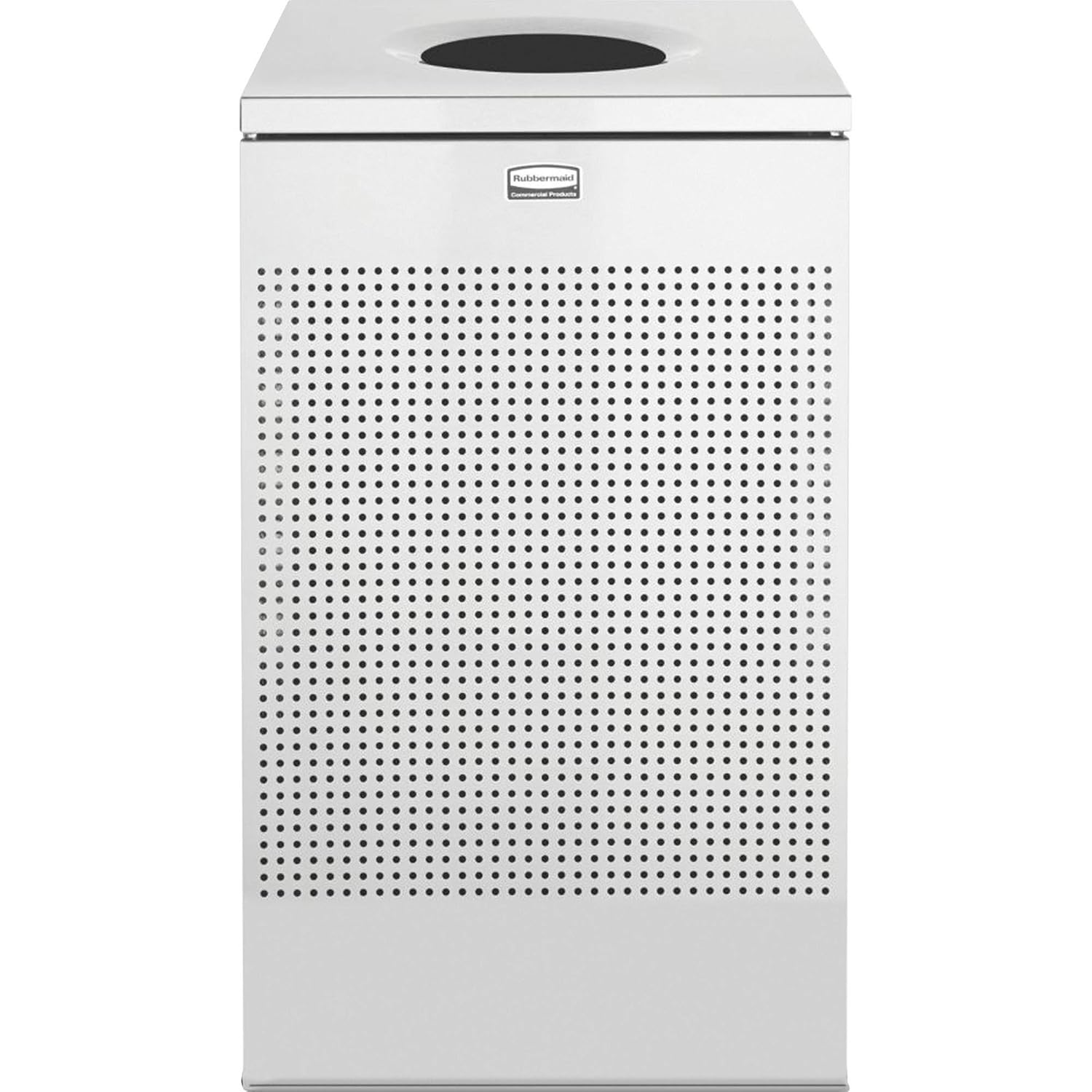 Rubbermaid Commercial Products Silhouette Square Open Top Trash Can, 16 Gal, Silver Metallic, Indoor for Offices/Hotel Lobbies/Front Desk