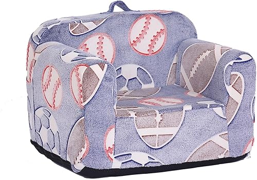 Tiita Sofá para niños, sofá de espuma para niños pequeños, cómoda silla de descanso para niños con asa de transporte y bolsillos laterales, silla